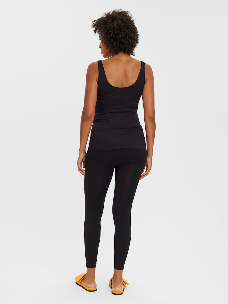 VERO MODA Black Maternity Ribbed Over The Bump Comfort Leggings - Image 2 of 5