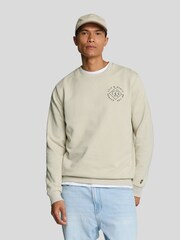 Lyle & Scott Ecru White 100% Cotton Stamp Crew Neck Sweatshirt - Image 1 of 5