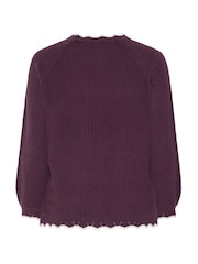 Yours Curve Red Contrast Waffle Jumper - Image 6 of 6