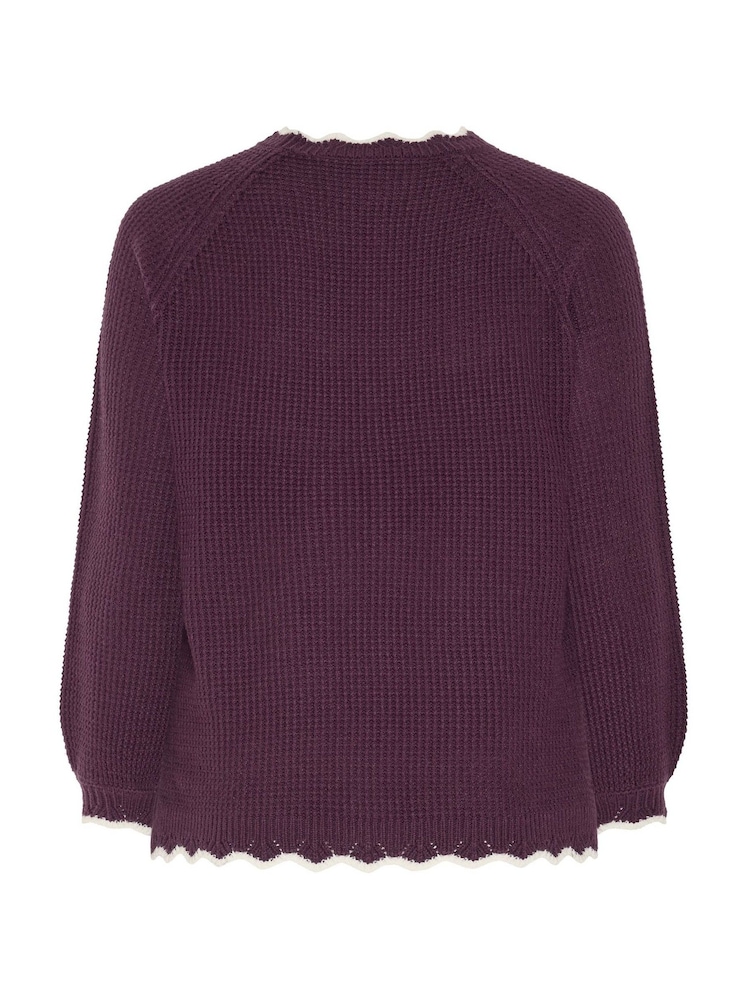 Yours Curve Red Contrast Waffle Jumper - Image 6 of 6