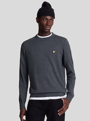 Lyle & Scott Charcoal Grey Cotton Merino Crew Neck Jumper - Image 1 of 3