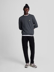 Lyle & Scott Charcoal Grey Cotton Merino Crew Neck Jumper - Image 2 of 3