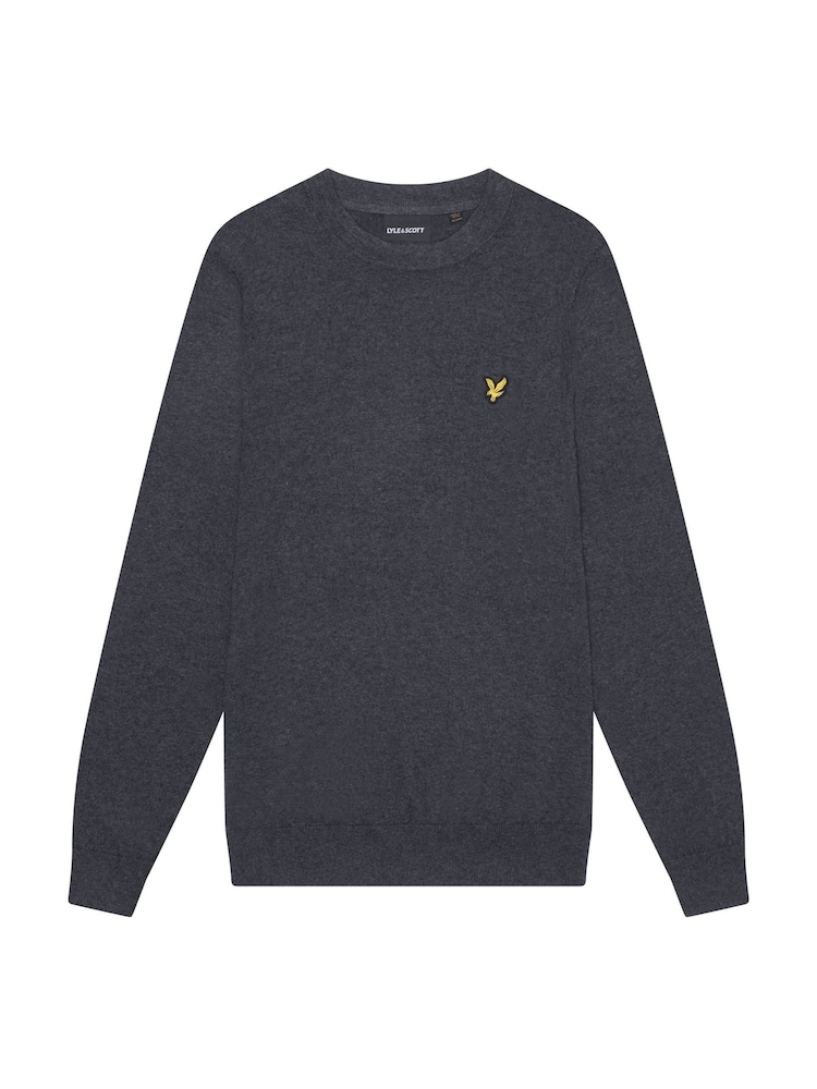 Lyle & Scott Charcoal Grey Cotton Merino Crew Neck Jumper - Image 3 of 3