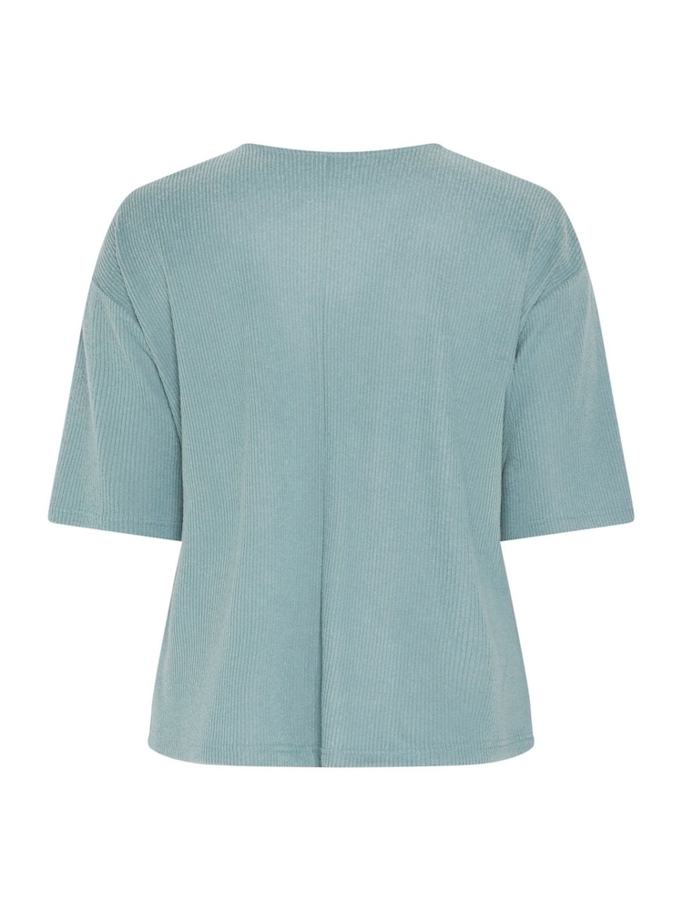 Yours Curve Green Ribbed Studded Top - Image 6 of 6 Yours Curve Green Ribbed Studded Top - Image 6 of 6