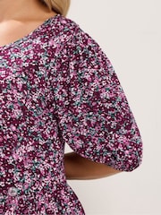 Yours Curve Pink Puff Sleeve Tiered Maxi Dress - Image 4 of 6