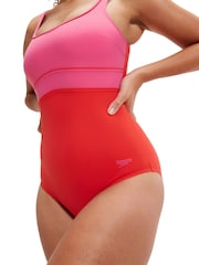 Speedo Red Womens Shaping Contour Eclipse Swimsuit 1 Piece - Image 4 of 11
