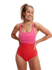 Speedo Red Womens Shaping Contour Eclipse Swimsuit 1 Piece - Image 6 of 11