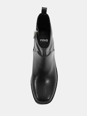 Novo Black Wide Fit Danni Flat Stretch Zip Square Toe Ankle Boots - Image 5 of 6