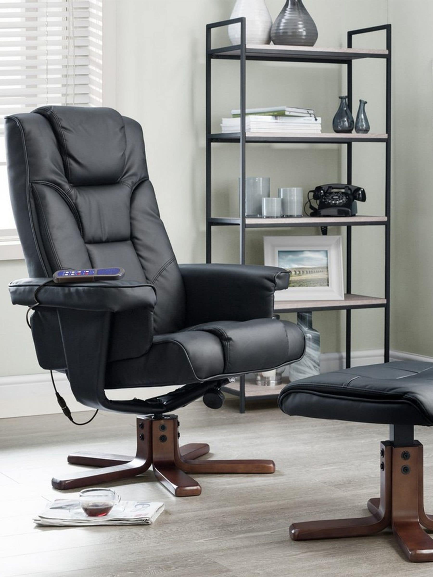 Julian Bowen Malmo Black Massage And Heat Recliner Chair With Footstool - Image 6