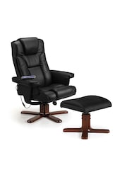 Julian Bowen Black Malmo Massage Recliner and Stool - Image 2 of 3