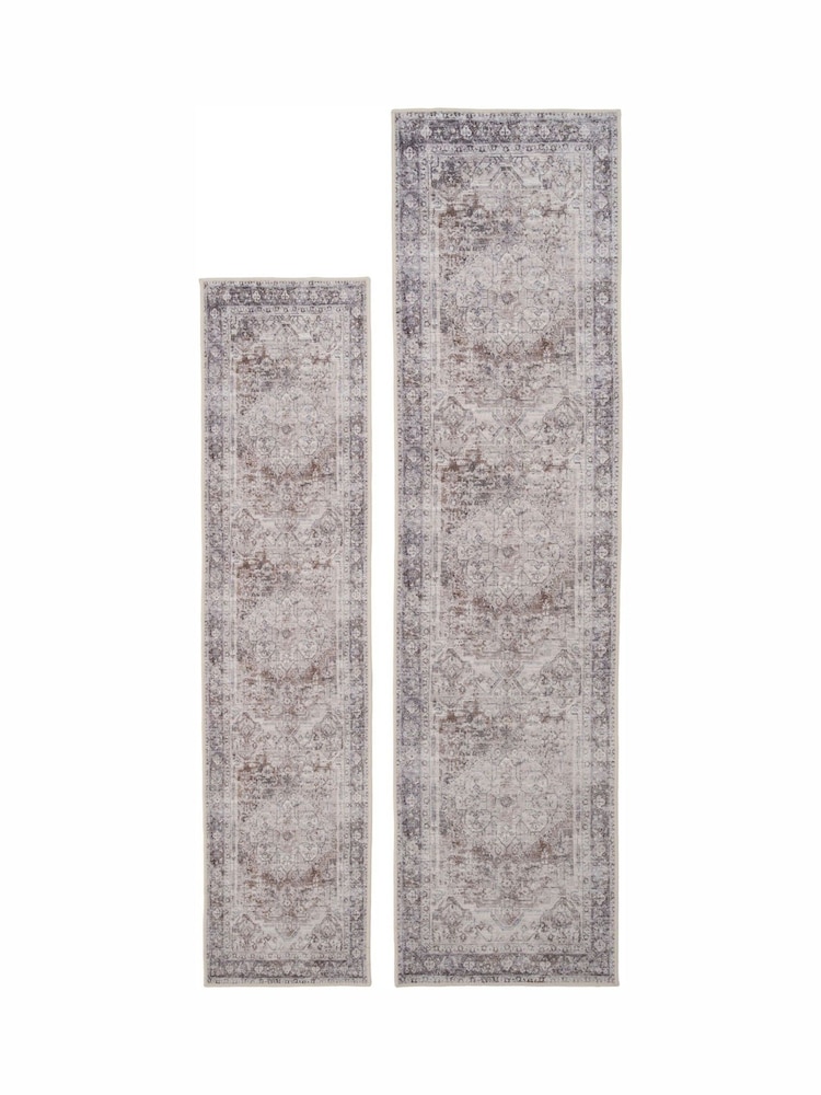 kukoon Beige Washable Elsie Soft Vintage Traditional Area Runner - Image 6 of 6