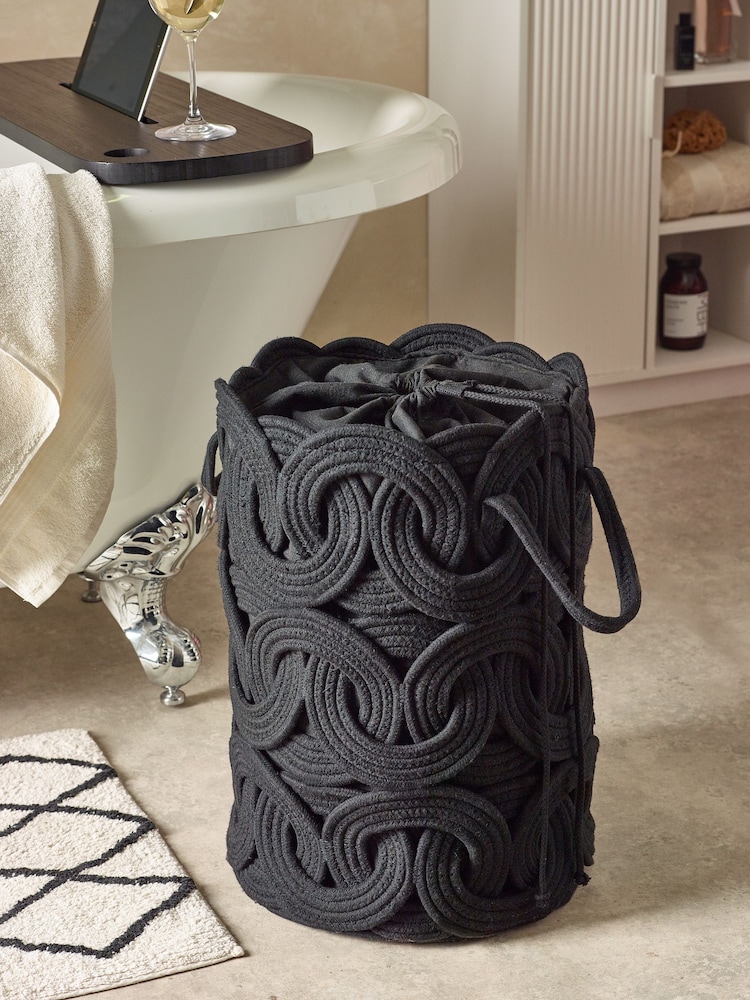 Black Rope Storage Laundry Bag Basket - Image 1 of 4