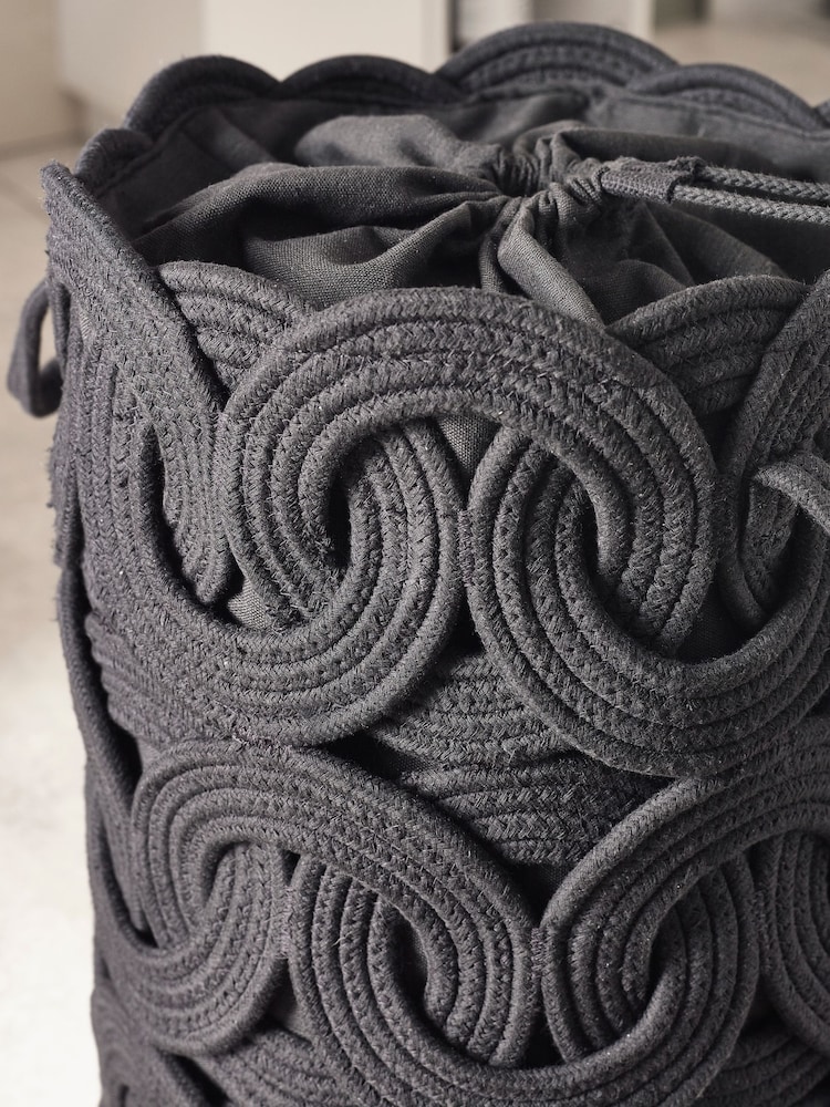 Black Rope Storage Laundry Bag Basket - Image 2 of 4