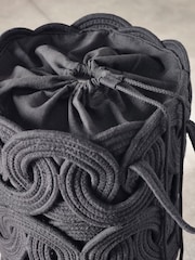 Black Rope Storage Laundry Bag Basket - Image 3 of 4