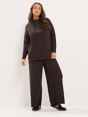 Yours Curve Brown Knitted Hoodie - Image 2 of 6