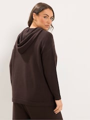 Yours Curve Brown Knitted Hoodie - Image 3 of 6