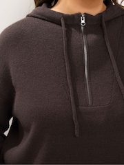 Yours Curve Brown Knitted Hoodie - Image 4 of 6