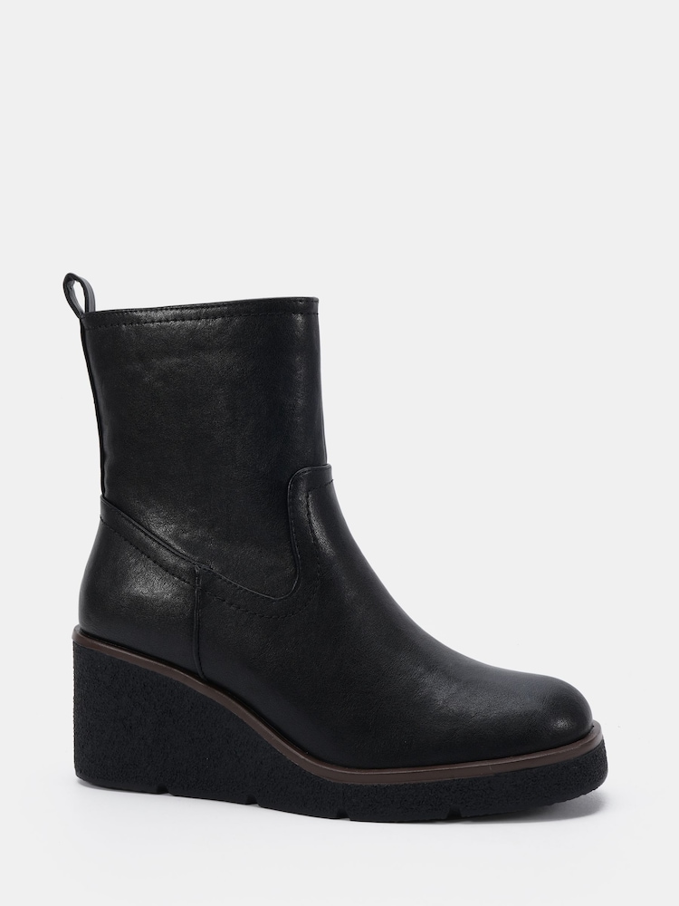 Novo Black Jenna Mid Wedge Casual Ankle Boots - Image 2 of 6 Novo Black Jenna Mid Wedge Casual Ankle Boots - Image 2 of 6