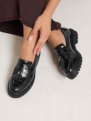 أسود - Yours Curve Tassel Cleated Casual Loafers In Wide E Fit - صورة 1 من 5