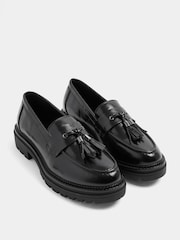 أسود - Yours Curve Tassel Cleated Casual Loafers In Wide E Fit - صورة 2 من 5