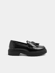 أسود - Yours Curve Tassel Cleated Casual Loafers In Wide E Fit - صورة 3 من 5
