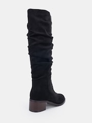 Novo Black Wide Fit Gail Almond Toe Flat Ruched Knee Boots - Image 4 of 6