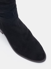Novo Black Wide Fit Gail Almond Toe Flat Ruched Knee Boots - Image 5 of 6