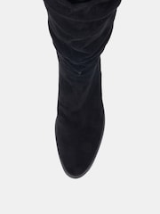 Novo Black Wide Fit Gail Almond Toe Flat Ruched Knee Boots - Image 6 of 6