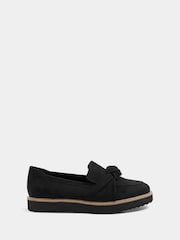 Yours Curve Black Wide Fit Faux Suede Knotted Loafers - Image 2 of 5