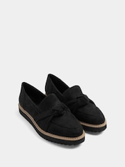 Yours Curve Black Wide Fit Faux Suede Knotted Loafers - Image 3 of 5