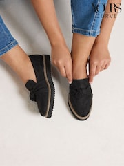 Yours Curve Black Wide Fit Faux Suede Knotted Loafers - Image 5 of 5