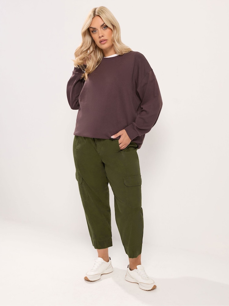 Verde - Yours Curve Twill Tapered Trousers - Imaginea 2 din 6