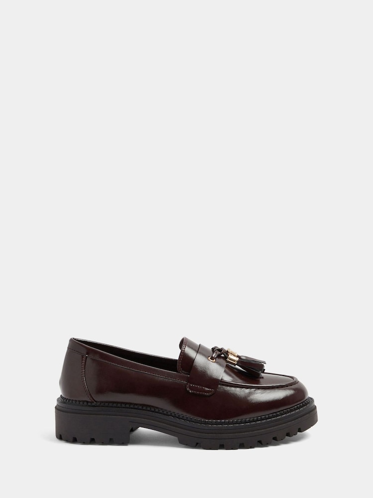 بني - Yours Curve Tassel Cleated Casual Loafers In Wide E Fit - صورة 2 من 5 بني - Yours Curve Tassel Cleated Casual Loafers In Wide E Fit - صورة 2 من 5