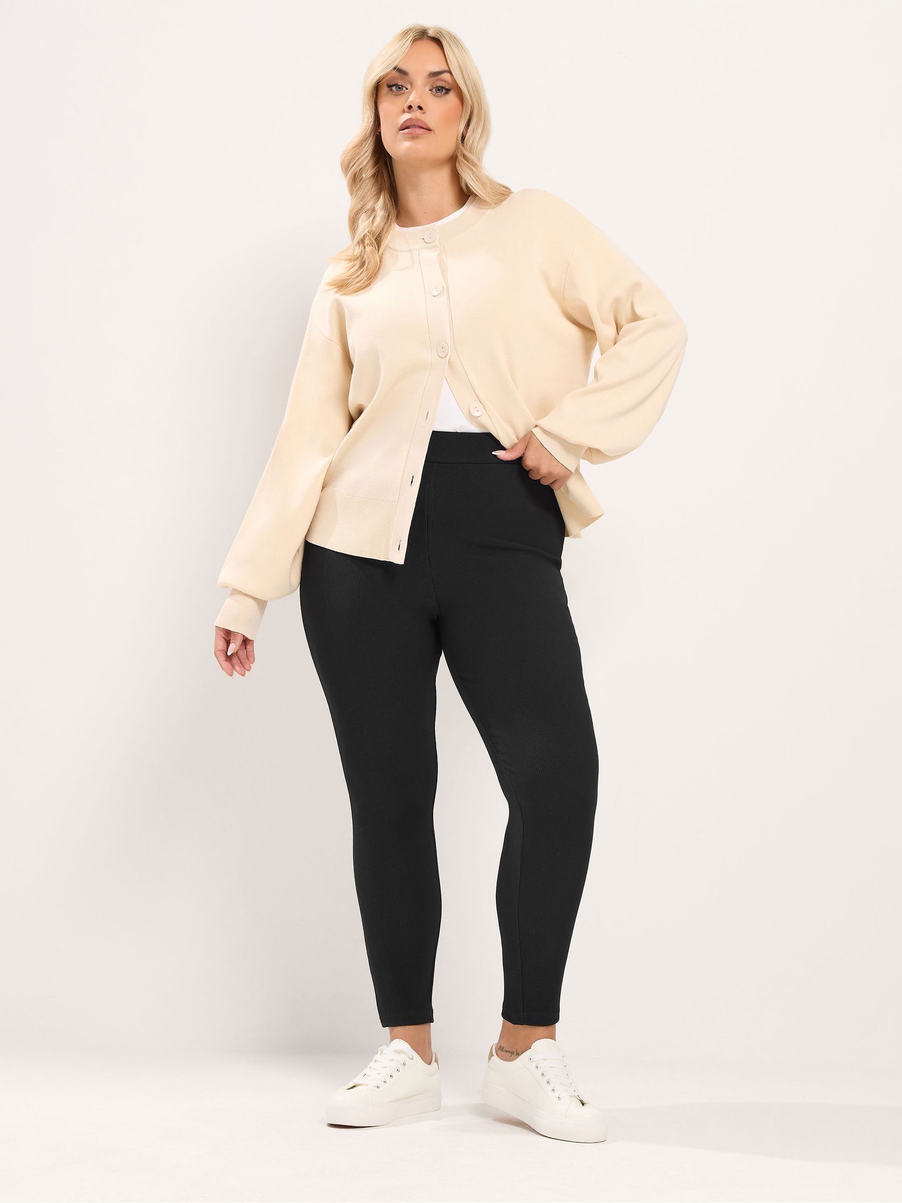 Yours Women's Rib Leggings Pants in Black | Size: 30-32 - Image 6