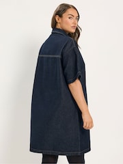Yours Curve Blue Denim Shirt Dress - Image 3 of 6
