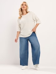 Yours Curve Natural Ribbed Studded Top - Image 2 of 6