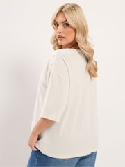 Yours Curve Natural Ribbed Studded Top - Image 3 of 6