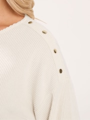 Yours Curve Natural Ribbed Studded Top - Image 4 of 6