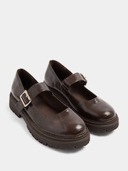 Yours Curve Brown Extra Wide Fit Faux Leather Chunky Mary Jane Shoes - Image 3 of 5