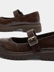Yours Curve Brown Extra Wide Fit Faux Leather Chunky Mary Jane Shoes - Image 5 of 5