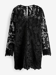 Black Premium Long Sleeve Lace Mini Dress - Image 6 of 7