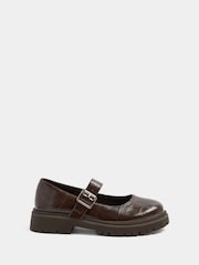 Yours Curve Brown Wide Fit Chunky Mary Janes Shoes - Image 2 of 5
