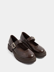 Yours Curve Brown Wide Fit Chunky Mary Janes Shoes - Image 3 of 5