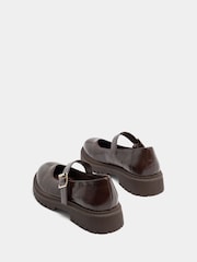Yours Curve Brown Wide Fit Chunky Mary Janes Shoes - Image 4 of 5