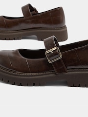 Yours Curve Brown Wide Fit Chunky Mary Janes Shoes - Image 5 of 5