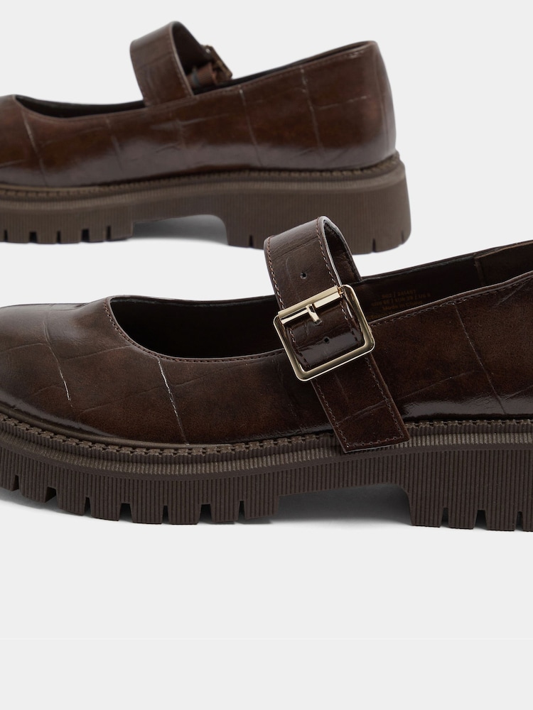 Yours Curve Brown Wide Fit Chunky Mary Janes Shoes - Image 5 of 5 Yours Curve Brown Wide Fit Chunky Mary Janes Shoes - Image 5 of 5