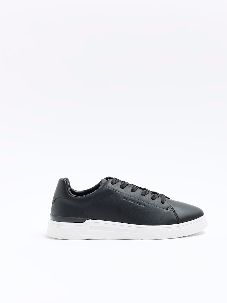 River Island Black Lace-Up Cupsole Trainers - Image 1 of 6 River Island Black Lace-Up Cupsole Trainers - Image 1 of 6