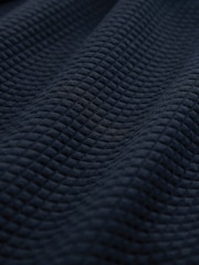 Navy Blue Texture Bomber Jacket - Image 10 of 10