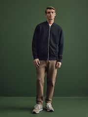 Navy Blue Texture Bomber Jacket - Image 2 of 10