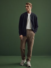 Navy Blue Texture Bomber Jacket - Image 3 of 10